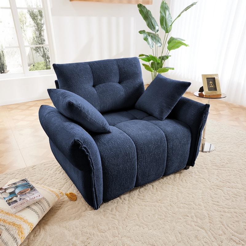 Modern Ergonomic Single Sofa Chairs with Pillows - Blue