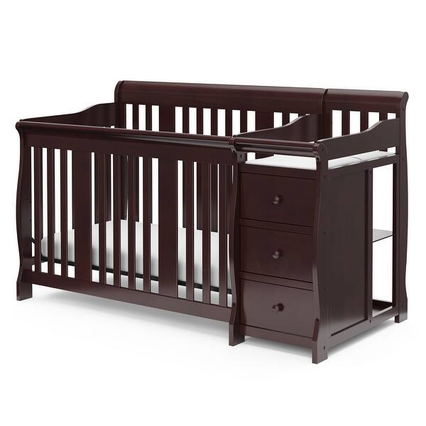 slide 2 of 58, Storkcraft Portofino 4-in-1 Convertible Crib and Changer - Convenient Storage Solution, 3 Spacious Drawers and 3 Open Shelves Espresso