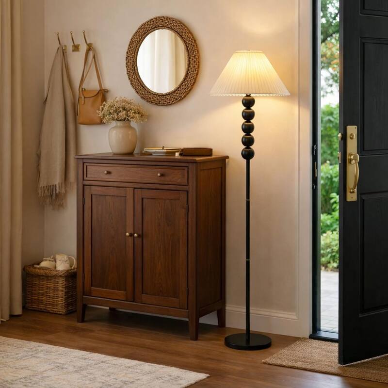 5 Bead Floor Lamp with Pleated Shade - 65 inch