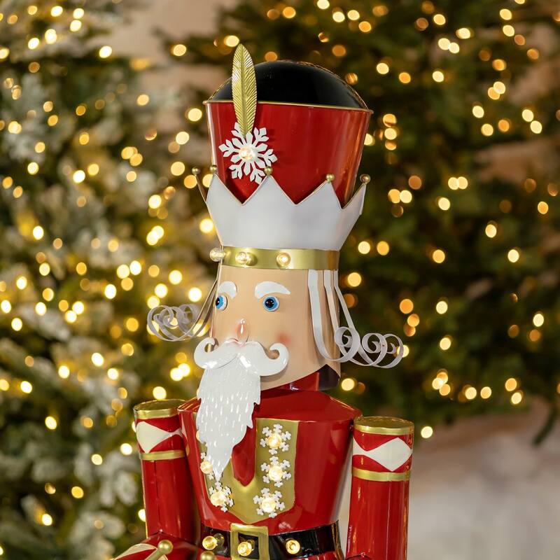 Large Iron Christmas Nutcracker "George" with Drum & LED Lights