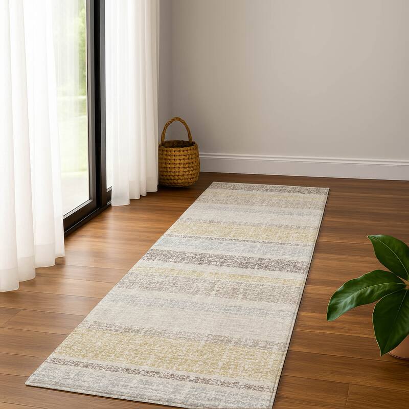 Premium Washable Super Soft Vintage Stripe Mayfield Rug - Ivory - 2'3" x 7'6"
