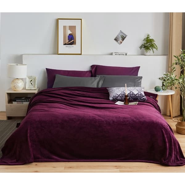 Velvet Plum Dark Purple Blankets Large Solid Velvet Plush Fleece