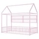 preview thumbnail 36 of 70, Full Size Metal House Bed Frame with Built-In Grid Shelves, Playful Canopy Design and Space-Saving Storage