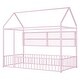 preview thumbnail 8 of 61, Metal House Bed Frame Kids Montessori Bed Floor Bed with Fence and Shelves for Kids Girls Boys