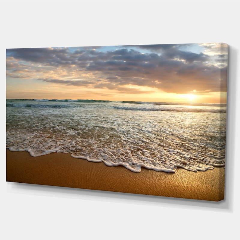 Bright Cloudy Sunset in Calm Ocean - Contemporary Seascape Art Canvas