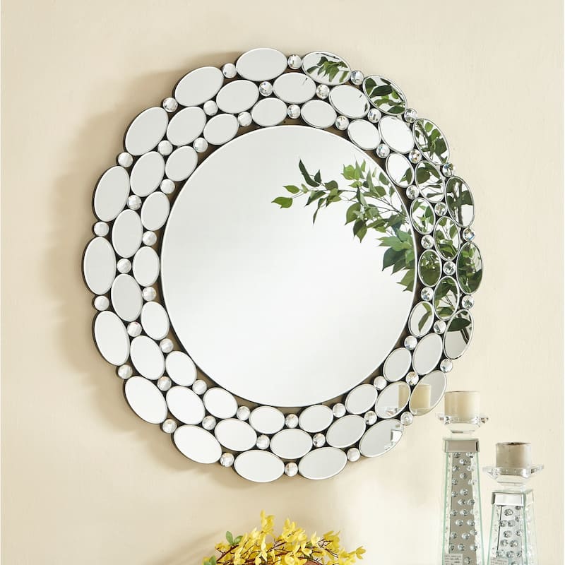 Sparkle 35 in. Contemporary Round Mirror in Clear