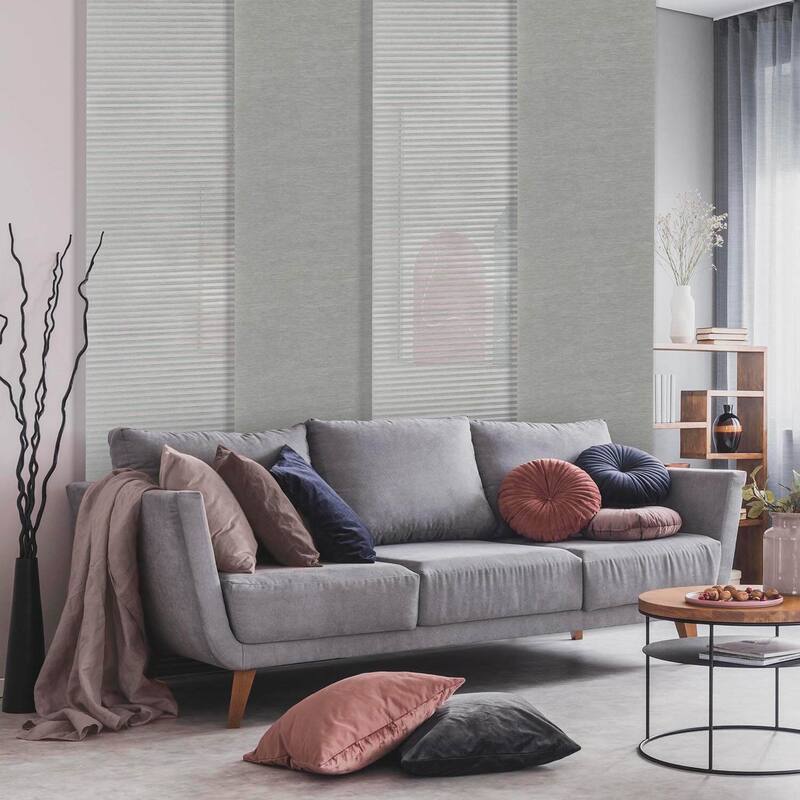 GoDear Design Natural Woven Adjustable Sliding Panel Track Blinds, Vertical Blinds, Cosmos Series, 45.8"- 86" W x 96" L