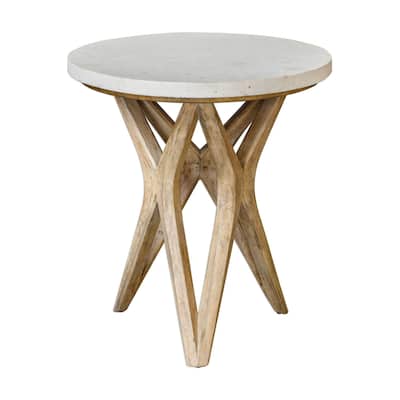 Uttermost Marnie 22" Diameter Stone Top Wood Side Table
