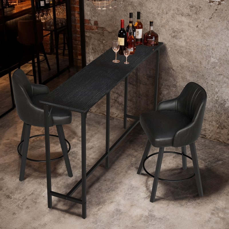 63'' Counter Height Bar Dining Table with Metal Frame , Pub Sofa Table for Kitchen and Living Room - N/A