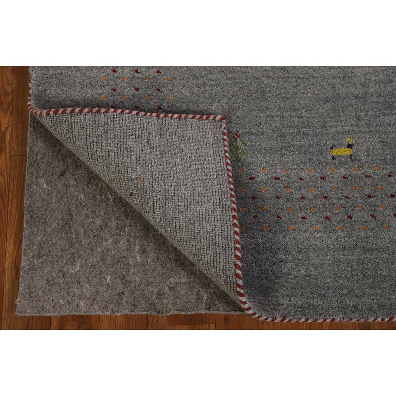 Hand Knotted Oriental 100% Wool Carpet Tribal Tribal Greys & Charcoal Gabbeh Area Rug - 7' 10'' X 5' 1''