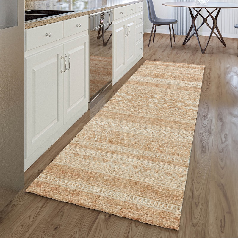 Premium Washable Super Soft Boho Stripe Mayfield Rug - Copper - 2' 3" x 7' 6" - Runner