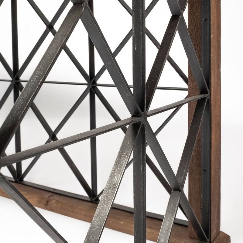 Eldorado III Brown Wood Metal Cross-Hatch, 3 Drawer Desk