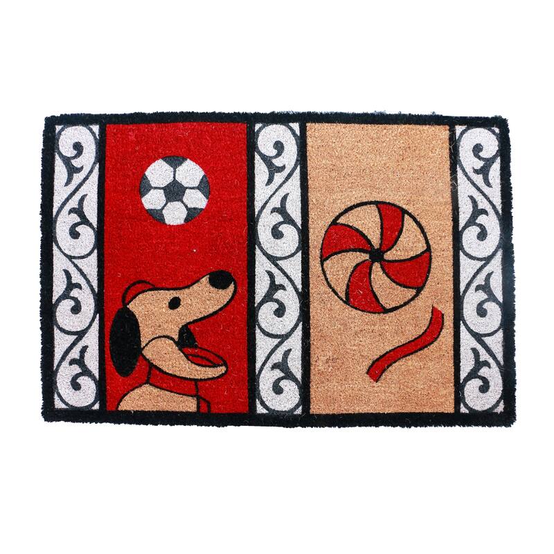 George Towne Living-OVERSIZED-24x36 Outdoor Coir Mat-Doggie Ball - 24x36