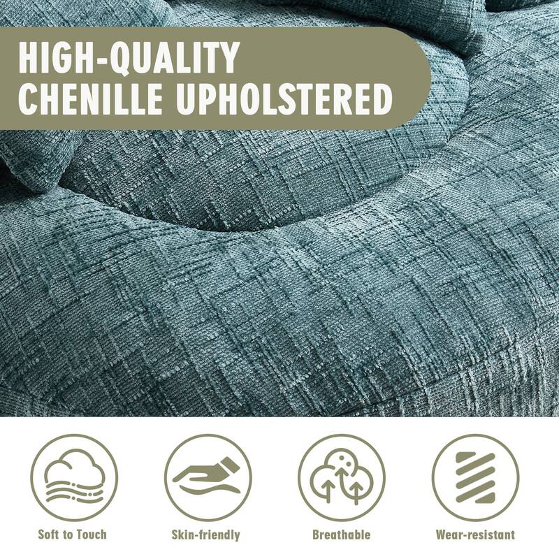Chenille Upholstered Durable Comfort Lounger High Back Bean Bag Lazy Sofa With Three Pillows