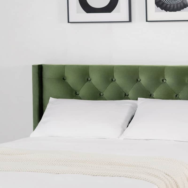 Eleanor Upholstered Platform Bed Frame with Vertical Stripe Headboard