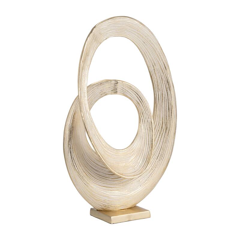 Sagebrook Home Aluminum 20" Swirl Sculpture - Elegant Gold Tabletop, Modern Metallic Accent for Home - 12" x 5" x 20"