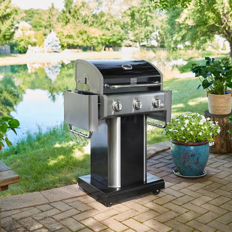 Kenmore 3-Burner Propane Gas Grill with Foldable Side Shelves