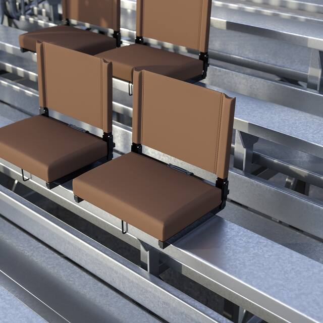 2 Pack 500 lb. Rated Lightweight Stadium Chair-Handle-Padded Seat - Brown