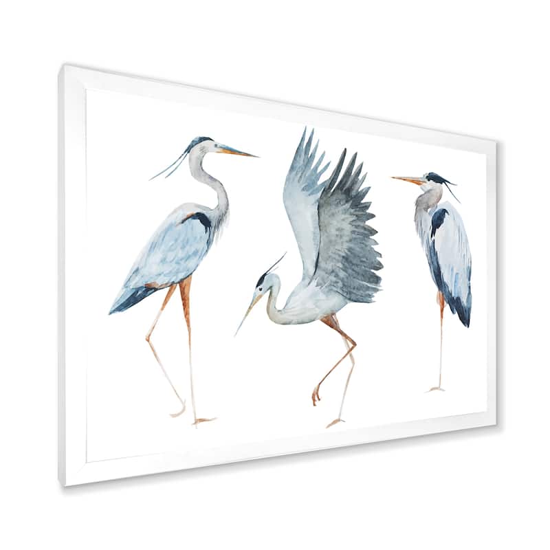 Designart "Heron Birds II" Traditional Framed Art Print