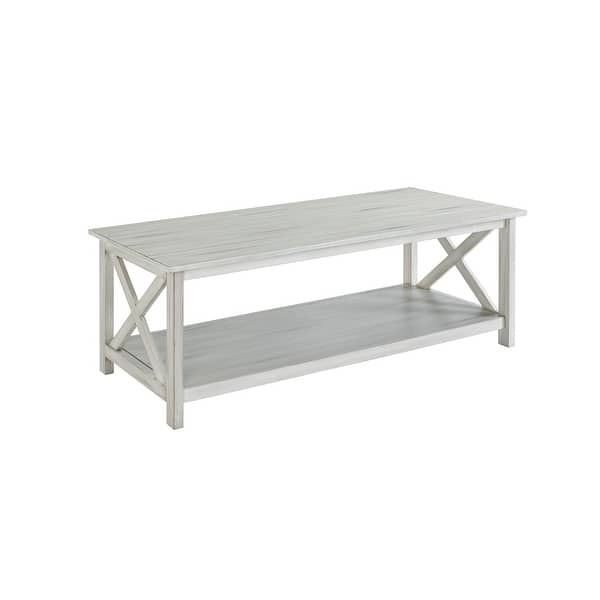 Jamestown Distressed White Wood Coffee Table Overstock 25750452