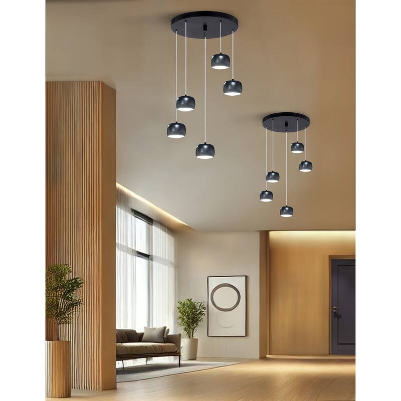 Justice Design Group Frascati LED 5-Light Multi-Pendant - Matte Black Finish