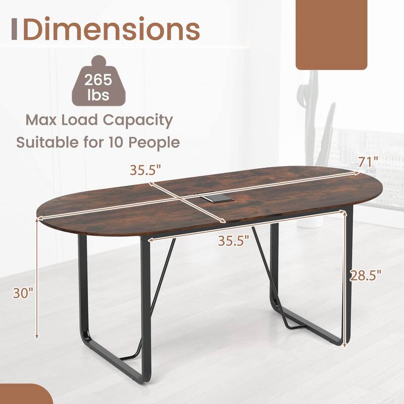 Costway 71 Inches Executive Table, Oval Home Office Table with Cable - See Details