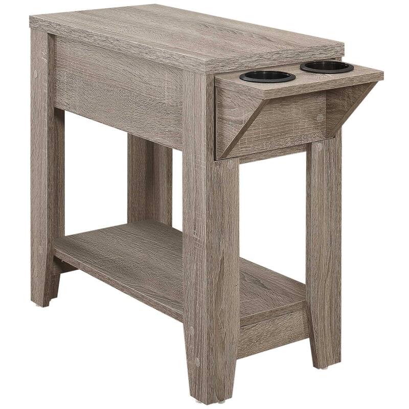 23-Inch Taupe Wood Side Table with Shelf Modern Rectangular End Table for Living Room Storage - 23"H x 28.75"W x 12"L - Taupe
