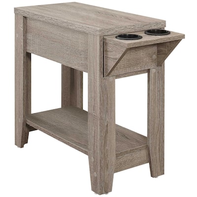 23-Inch Taupe Wood Side Table with Shelf Modern Rectangular End Table for Living Room Storage - 23"H x 28.75"W x 12"L