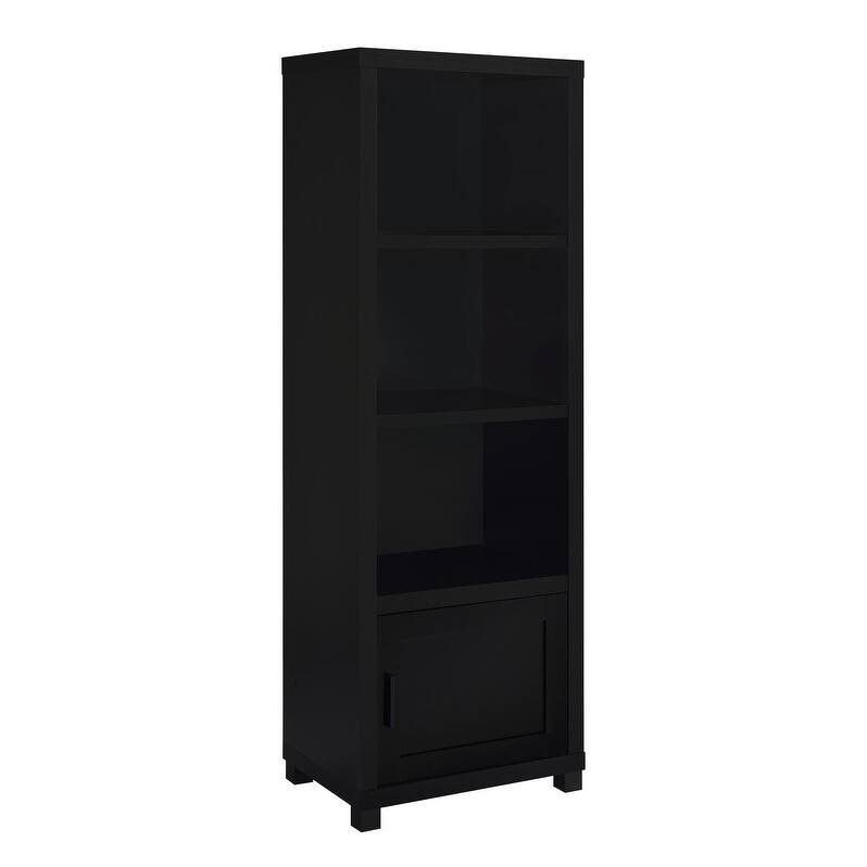Sandlin Black 3-shelf Media Tower Bookcase with Storage Cabinet