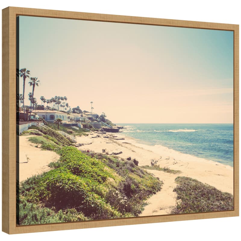 Kate and Laurel Sylvie Vintage Coastal Seaside Beach Framed Canvas by Saint and Sailor Studios - 20x16