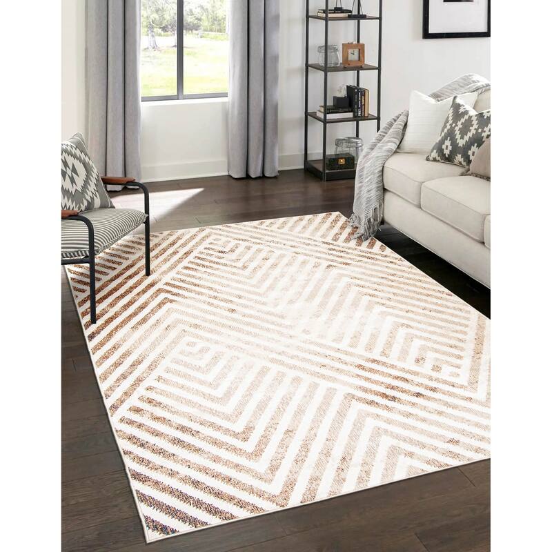 ECARPETGALLERY Machine Woven Lana Ivory Area Rug