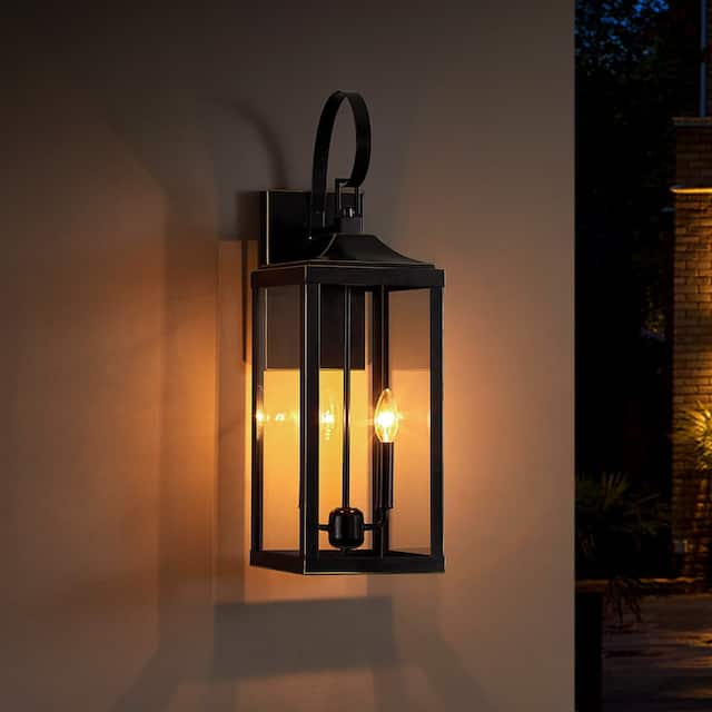 25.7"H 2-Light Large Outdoor Bronze Exterior Wall Lantern Sconce Light