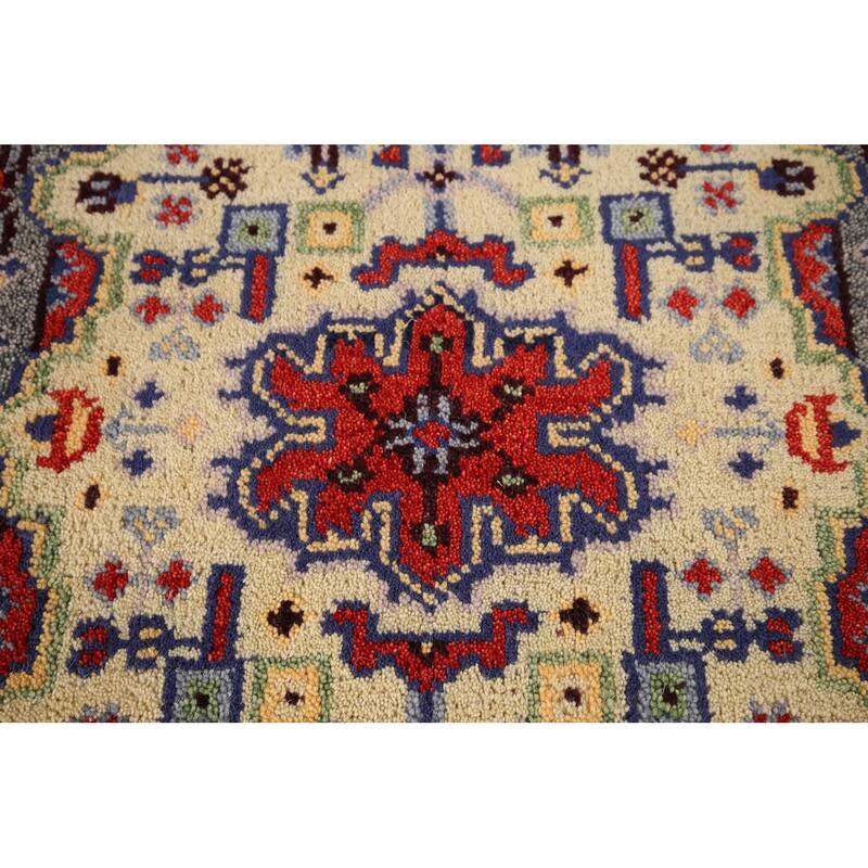 Geometric Kazak Indian Accent Rug Handmade Wool Carpet - 2'0" x 3'0"
