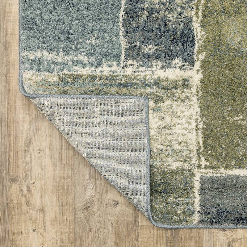 Sidney Color Block Blue/ Green Area Rug