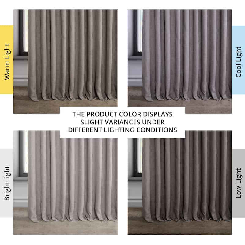 Exclusive Fabrics Faux Linen Extra Wide Room Darkening Curtains Panel - Versatile Privacy Drapery for Wide Windows (1 Panel) - 100 X 84 - Mink