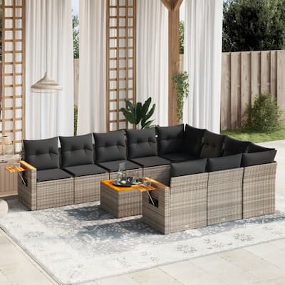 vidaXL Garden Sofa Set Grey PE rattan UV-resistant materials - 24.4 x 33.5 x 27.2