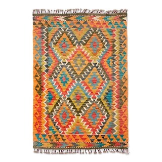 Novica Handmade Silk Road Jewels Wool Area Rug (3X5) - 2' x 6' Runner ...