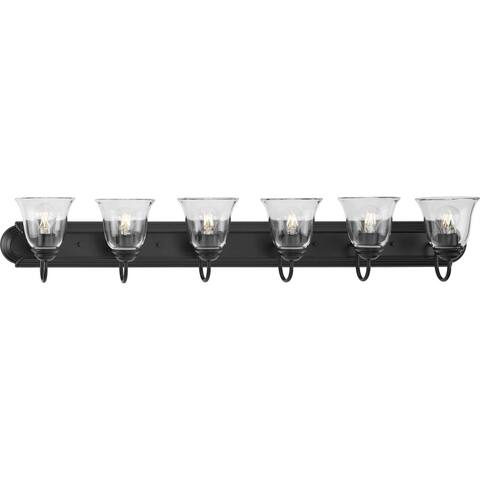 Six-Light Matte Black Transitional Bath and Vanity Light with Clear Glass for Bathroom - Large