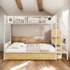 preview thumbnail 2 of 22, Twin Over Full Metal Bunk Bed with Built-in Wardrobe,Step-Style Ladder and Drawer