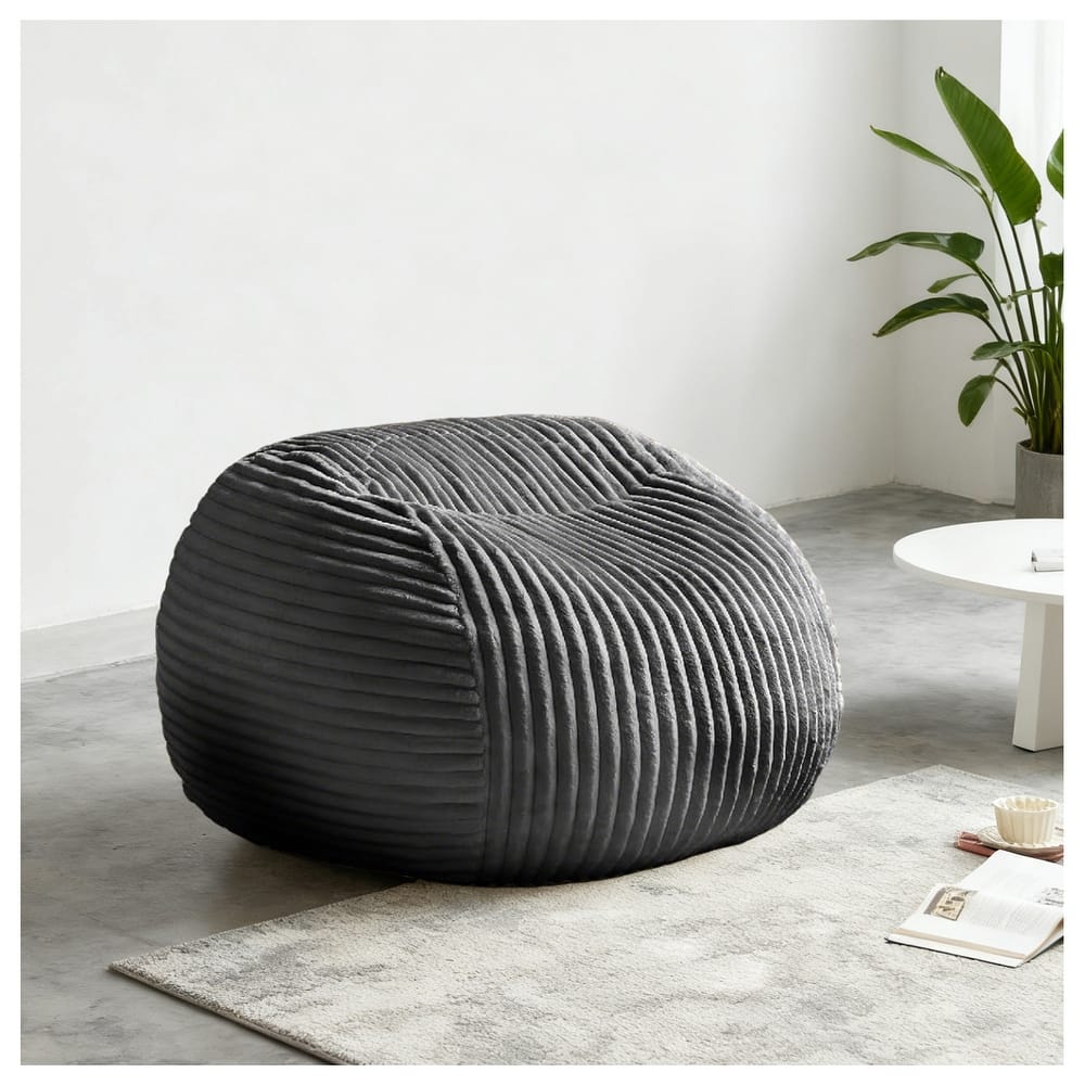 High-grade gray adult bean bag chair - ultra plush memory foam leisure sofa and comfortable reading corner chair