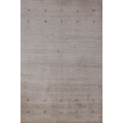 Modern Tribal Gabbeh Indian Area Rug Handmade Grey Wool Carpet - 5'3" x 7'7"