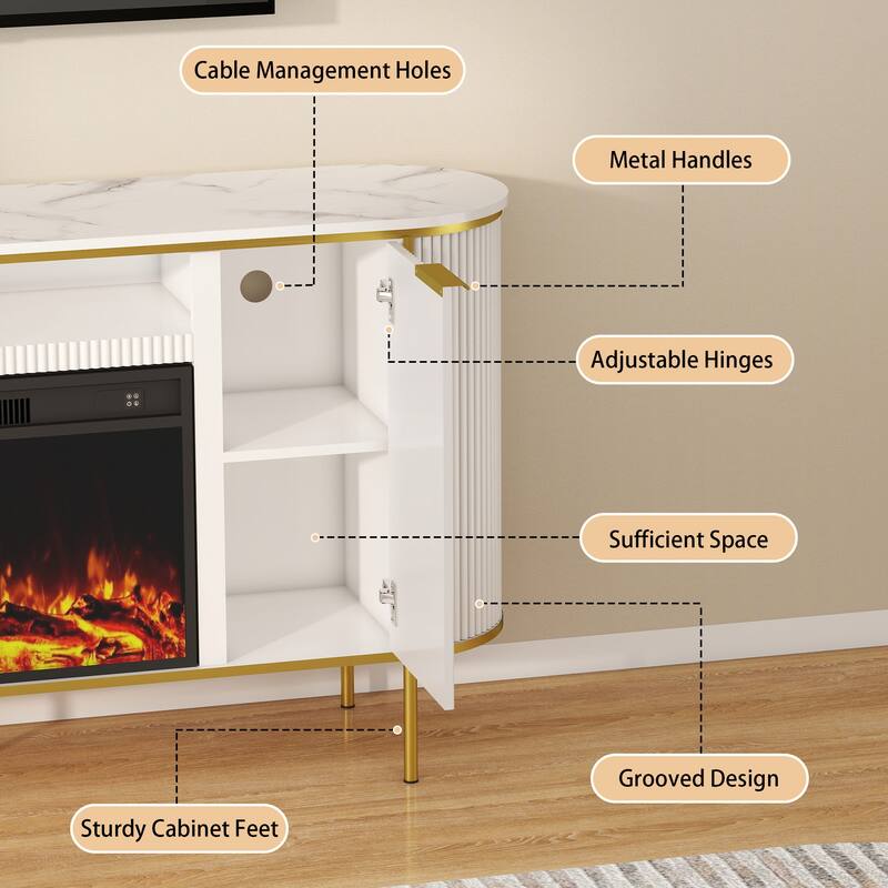 67" Entrainment CentersTV Stand with Fireplace for TVs up to 75"