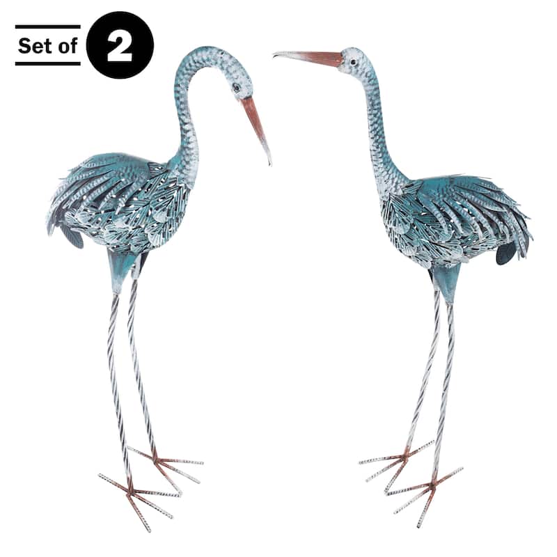 Garden Statues - Set of 2 Lawn Ornaments - Handcrafted Bird Decor - by Pure Garden