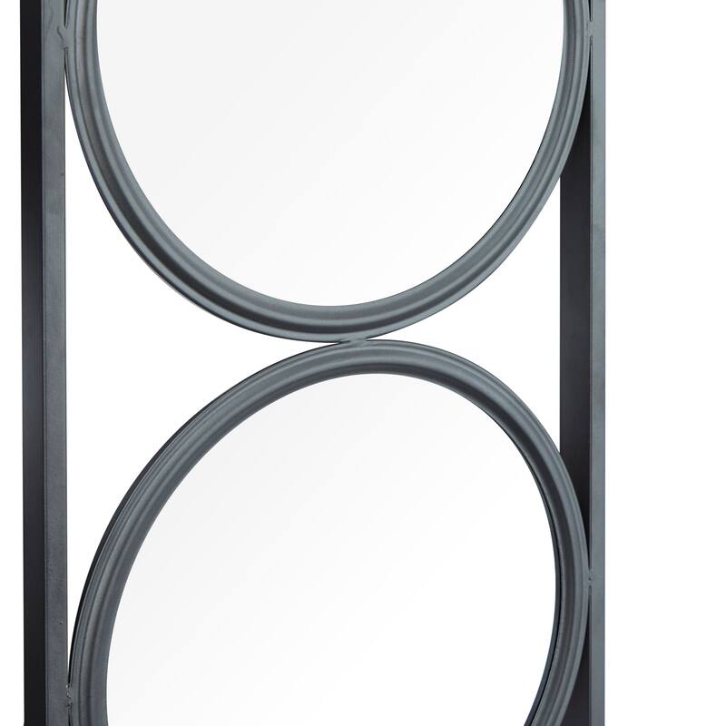 Black Metal Wall Mirror with Wood Accents (Set of 3) - 37 x 11 x 1