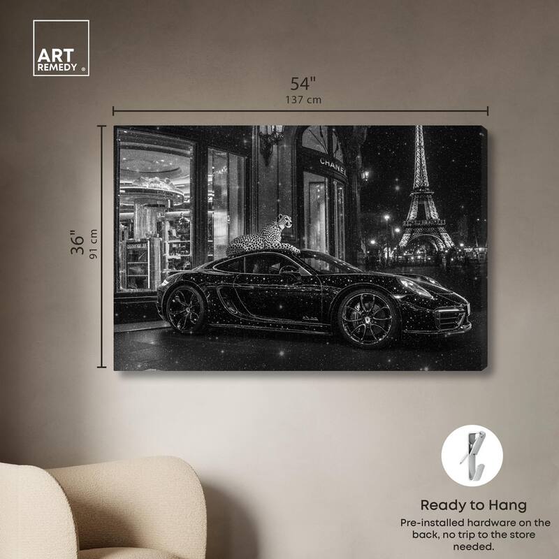 Glistening Cheetah and Car Canvas by Art Remedy, Gallery Wrapped
