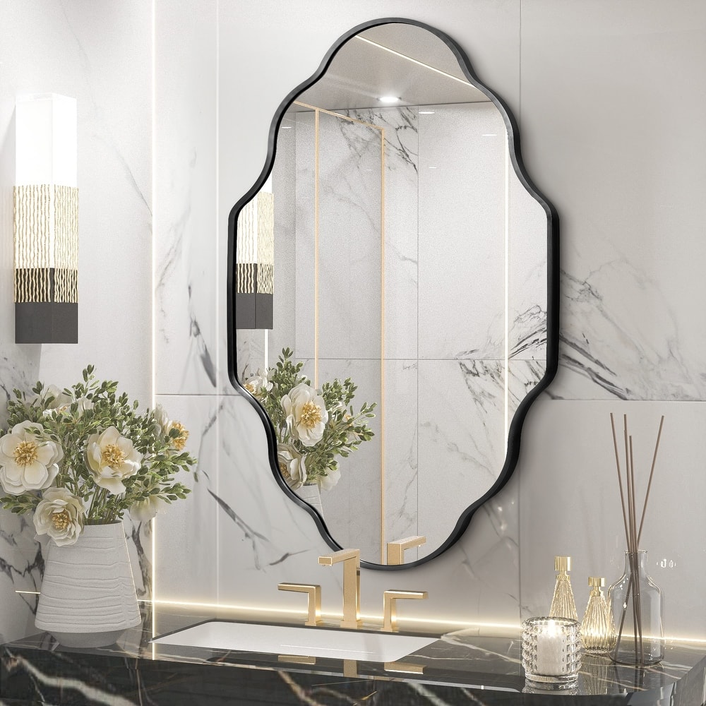 Scalloped Aluminum Alloy Framed Irregular Wall Mirror