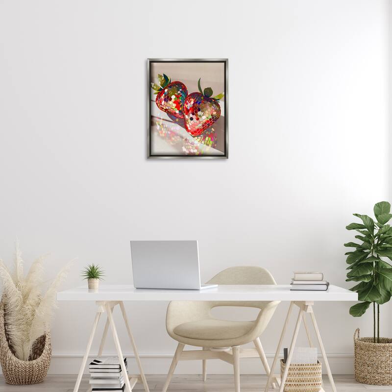 Stupell Reflecting Disco Strawberries Framed Floater Canvas Wall Art Design By Arlington Prints