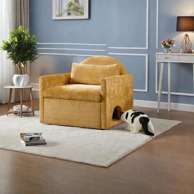 Chenille Oversized Armchair with Removable Cushions, Cat-Friendly Features and High-Density Foam Seat