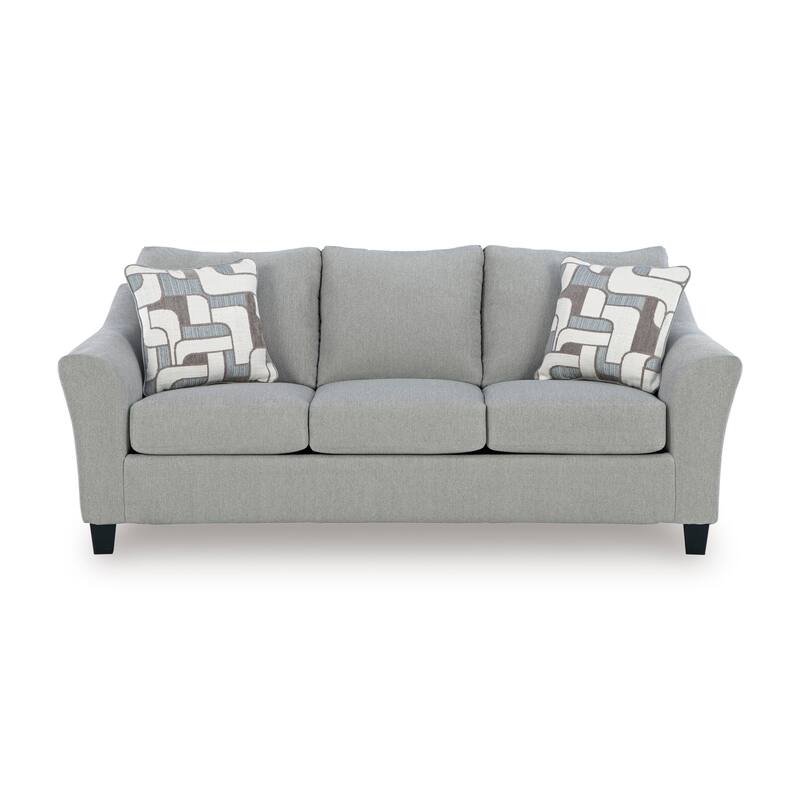 Roundhill Furniture Elaris Contemporary Flared Arm Sofa with Soft Chenille Upholstery, Taupe - 7'6" x 9'6"