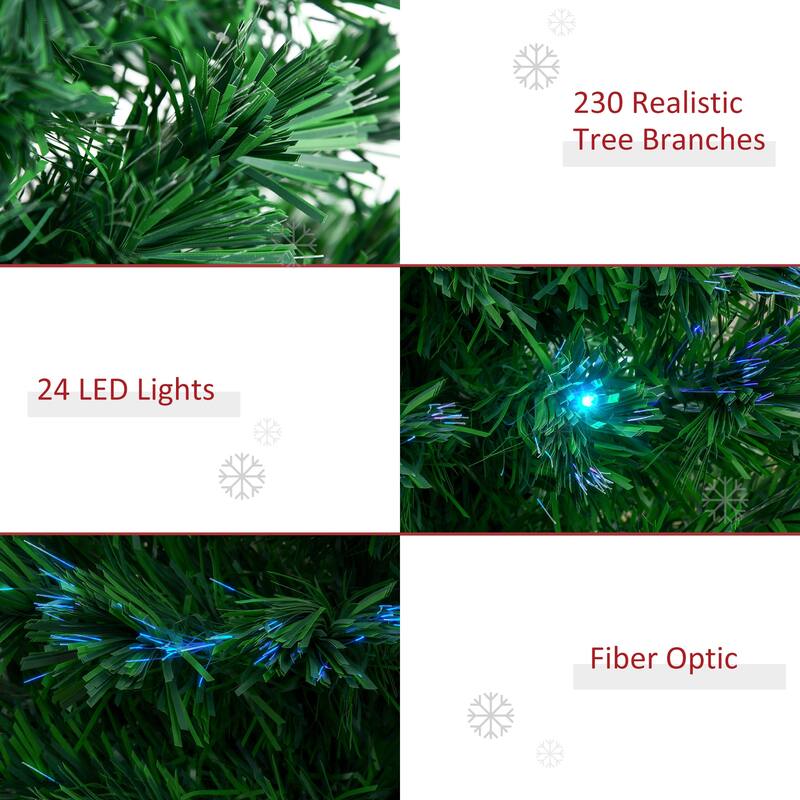 6ft Tall Artificial Douglas Fir Tree with Pre-Lit Fiber Optics, LED Lights, and Realistic Branches, Xmas Tree for Holiday Decor